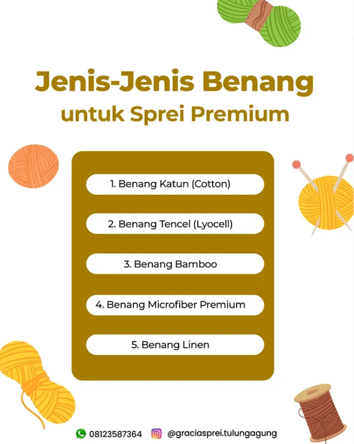 <p>Gracia Sprei Premium Tulungagung pakai benang p